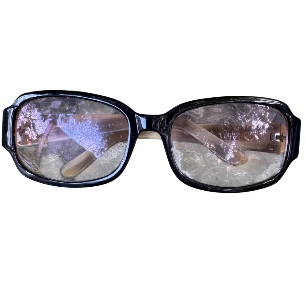 Kate Spade Rectangle Sunglass Glasses Frames Blue Tan Crystal Logo Made in Italy